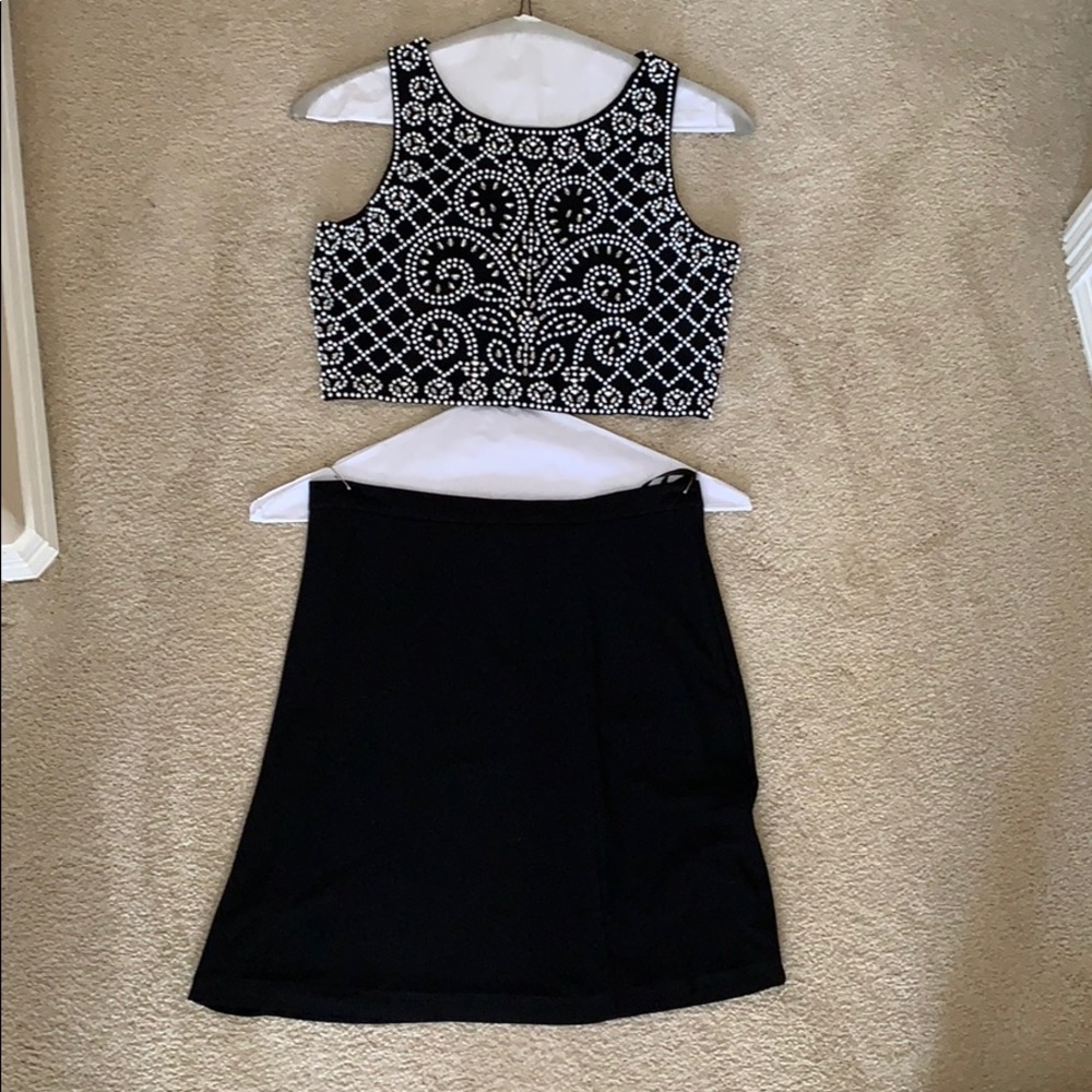 Back beaded two piece dress